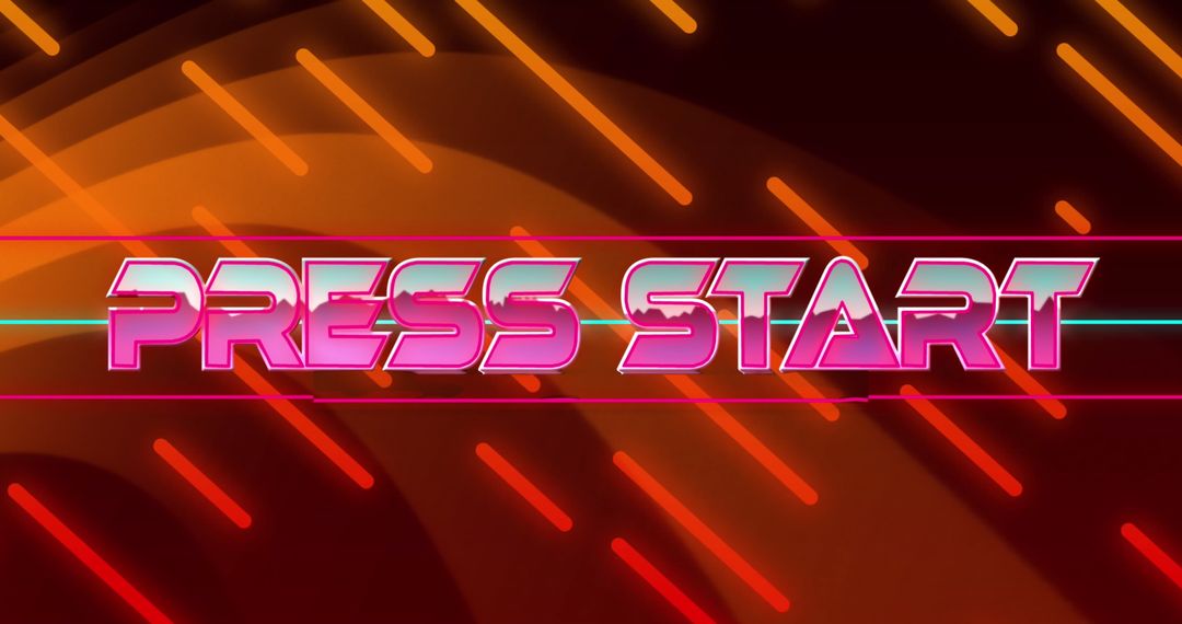 Futuristic Gaming Banner with Digital Press Start Message