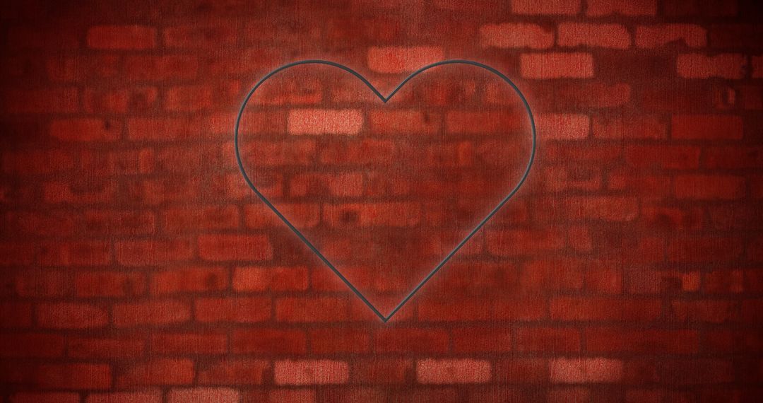 Glowing Neon Heart Against Red Brick Wall - Free Images, Stock Photos and Pictures on Pikwizard.com