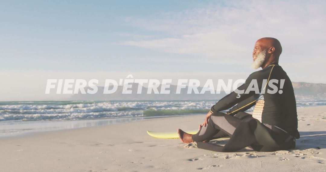 Elderly Surfer Relaxing on Tranquil Beach Vaccination