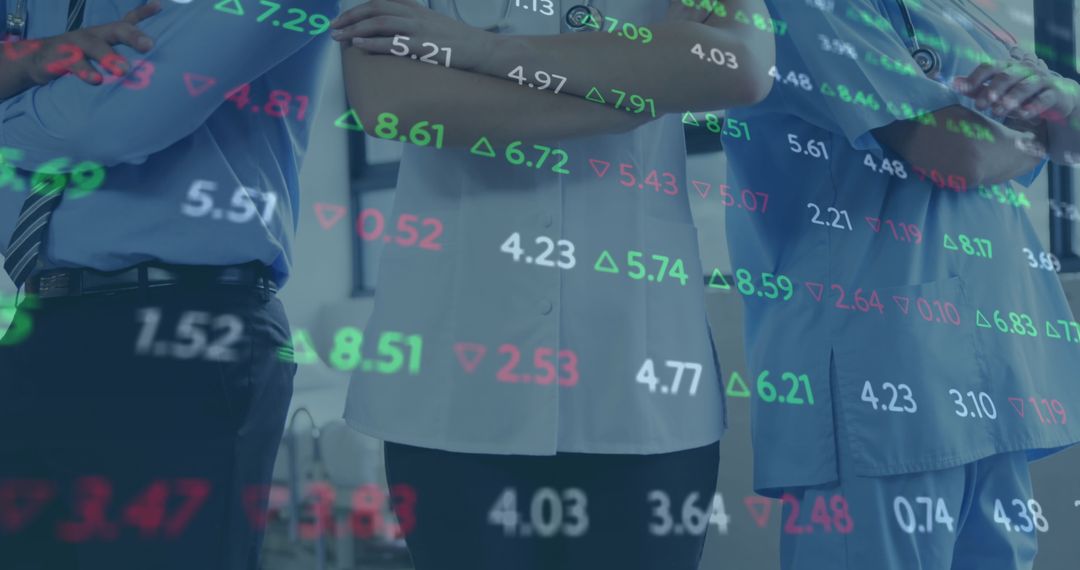 Doctors Collaborating on Healthcare Innovation with Digital Interface