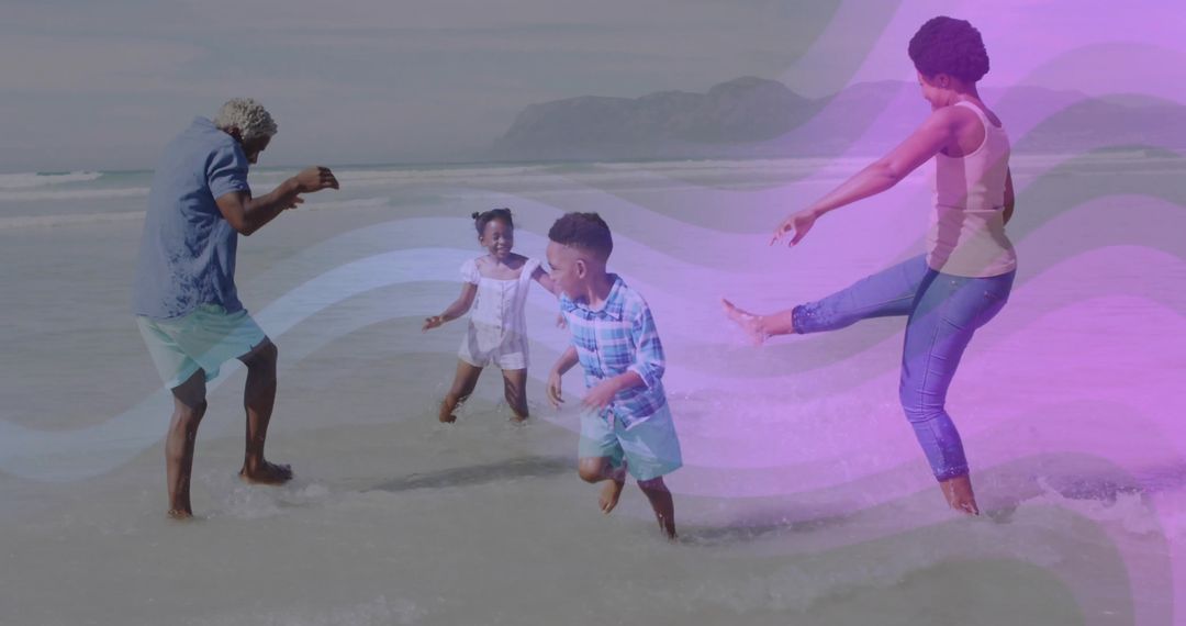 Joyful Family Bonding at Sunny Beachfront