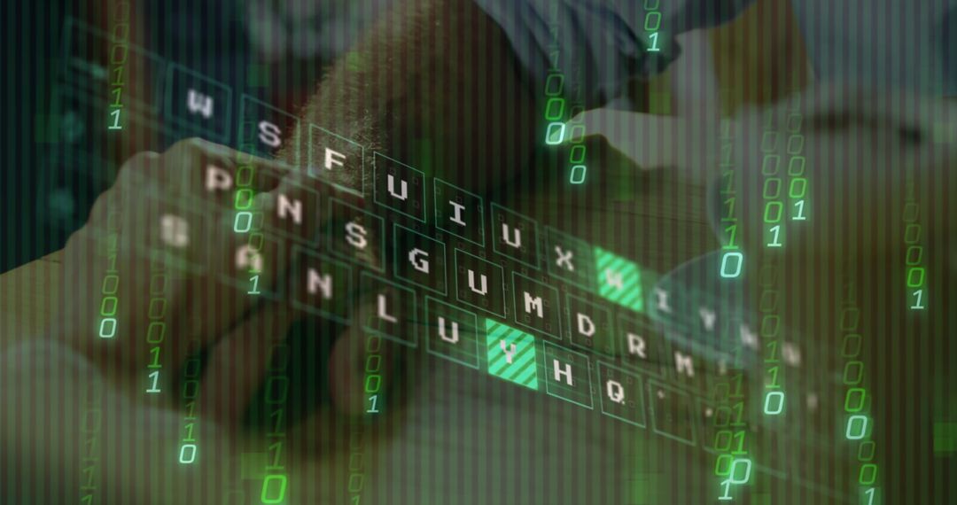 Cybersecurity Concept with Data Processing Over Couple Holding Hands in Cafe