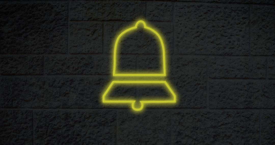 Glowing Neon Bell Icon on Brick Wall Backdrop - Free Images, Stock Photos and Pictures on Pikwizard.com