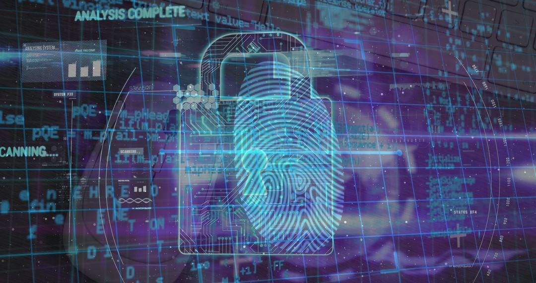 Digital Security Concept With Unlocking Fingerprint Lock