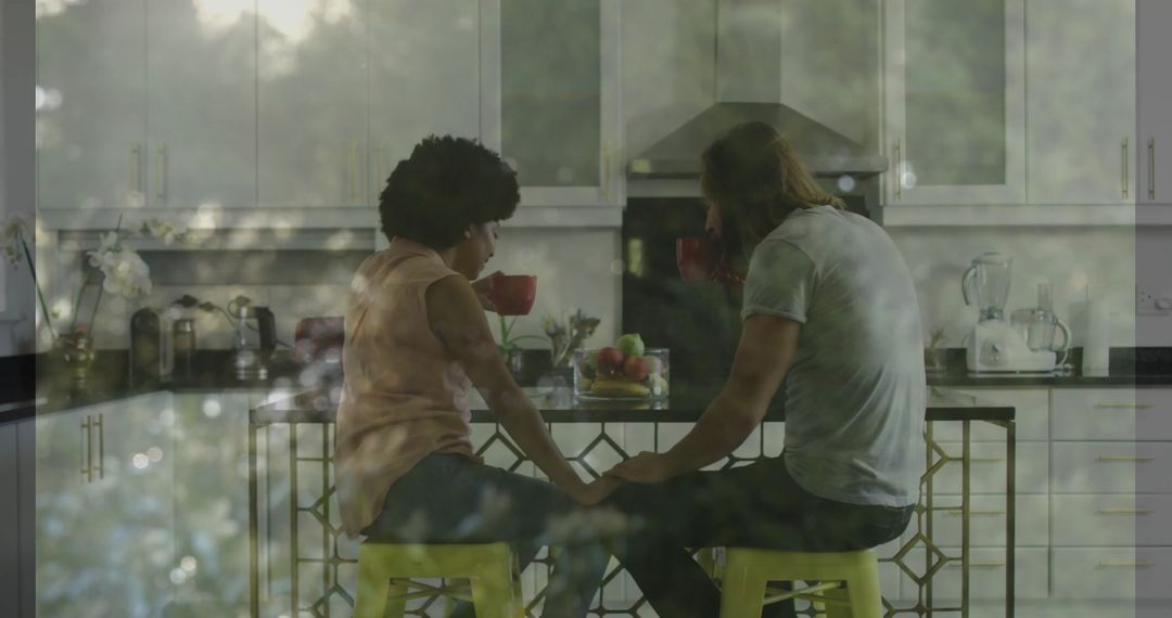 Couple in Modern Kitchen Sharing Coffee and Connection