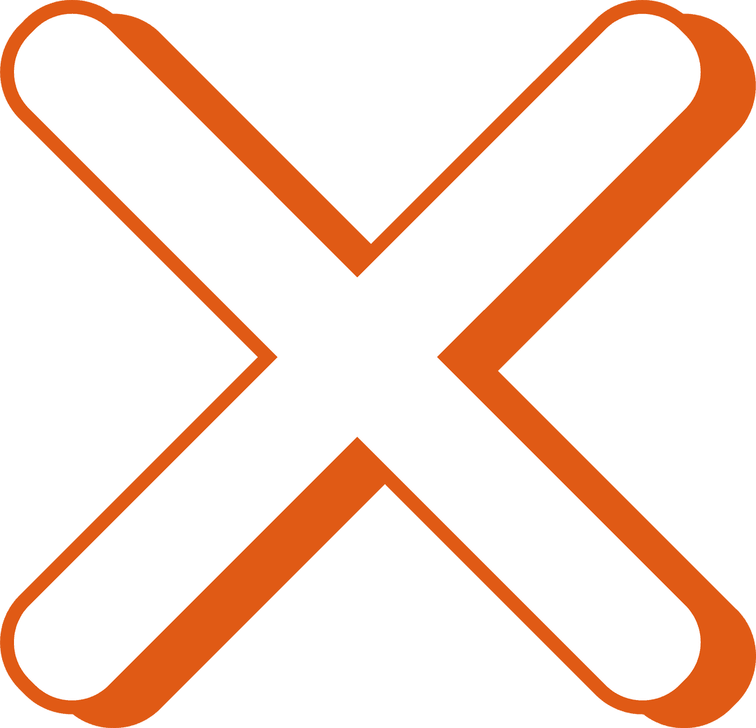 White X with Orange Outline on Transparent Background