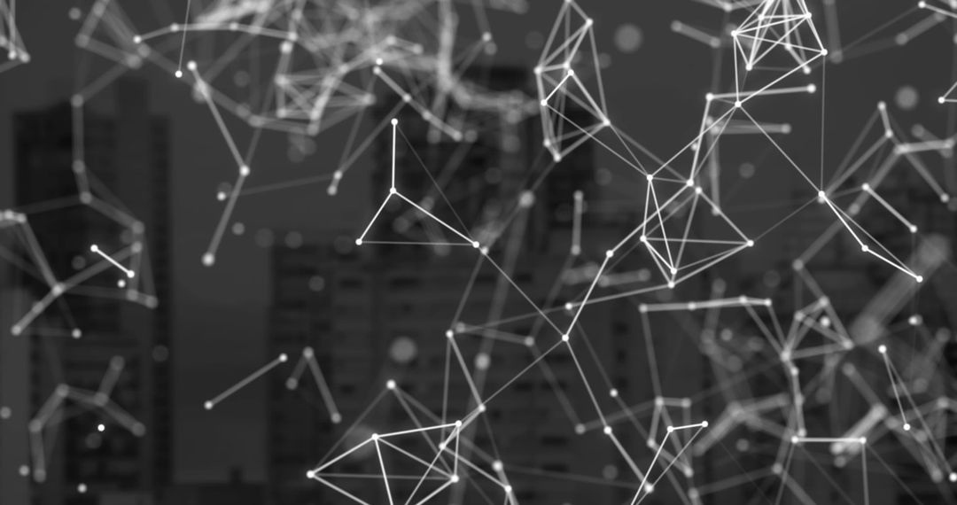 Futuristic Network with Digital Interface Overlay in Urban Scene