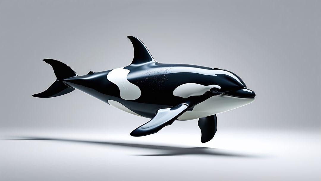 Hyperrealistic Orca Model in Gray Studio with Glossy Effects
