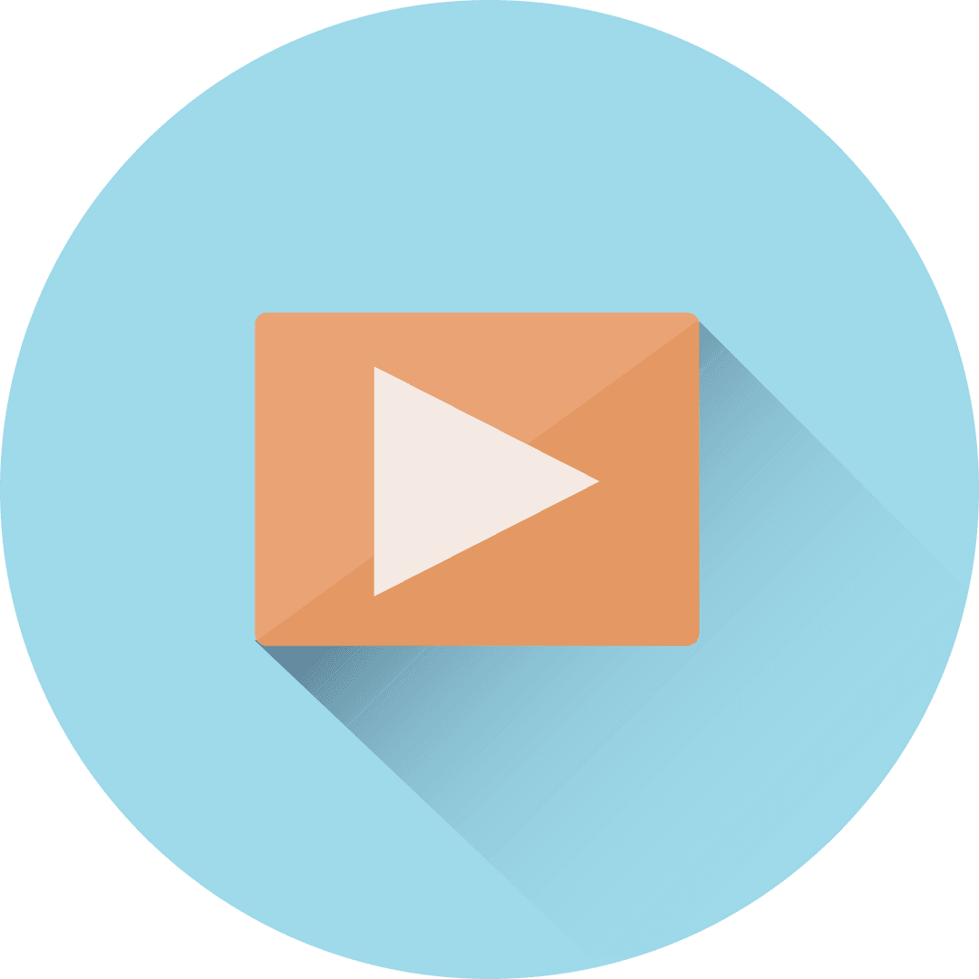 Transparent Play Button Icon on Blue Circle Background