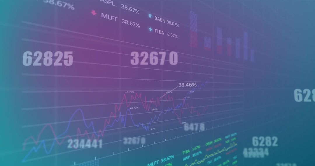 Holographic Financial Graphs Over Blue Background