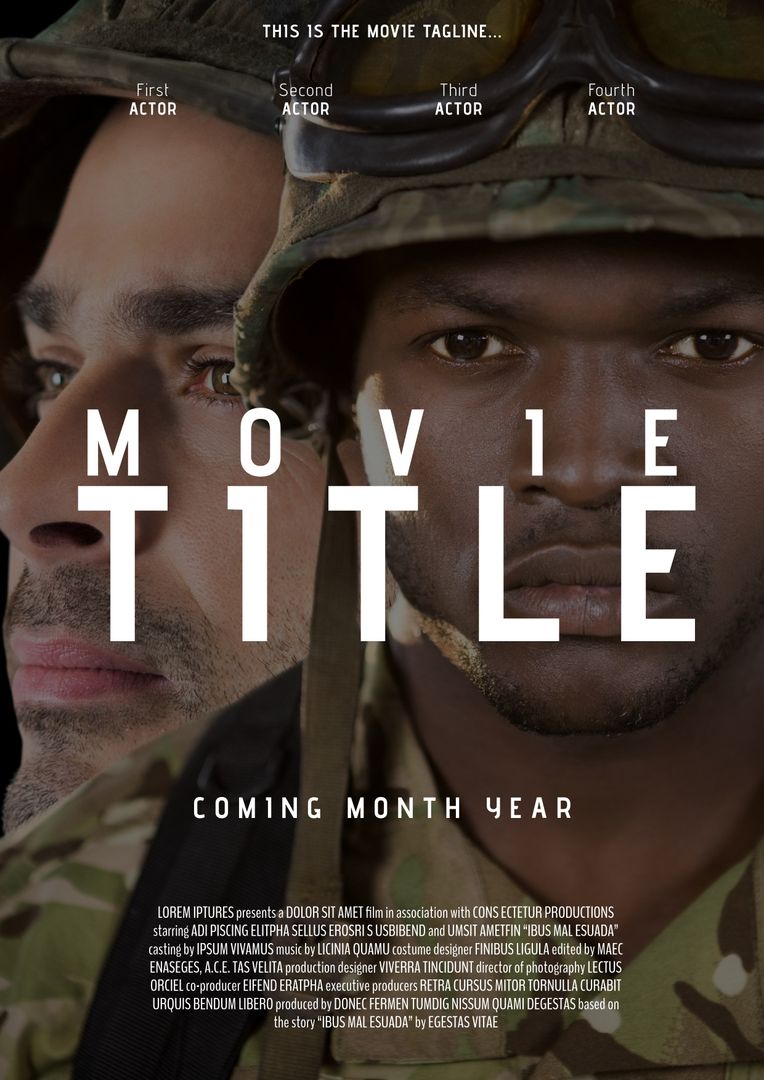 Dramatic Movie Poster with Soldiers in Focus - Download Free Stock Templates Pikwizard.com