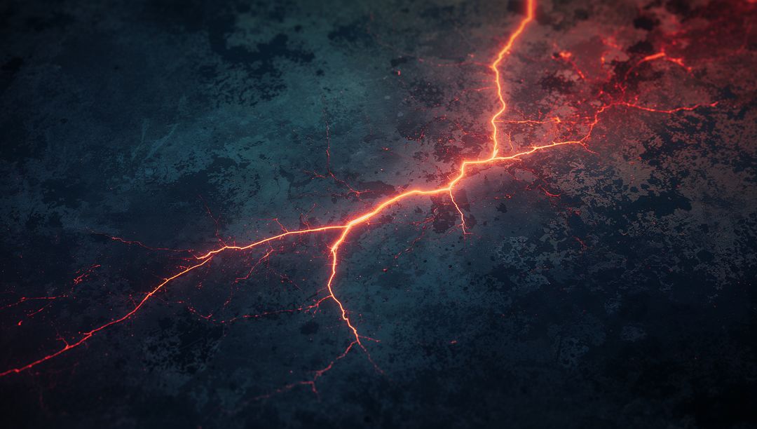 Electrifying Red Veins in Volcanic Terrain