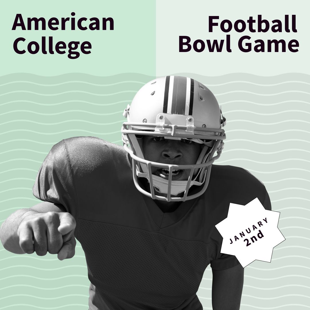 American College Football Player Preparing for Bowl Game on January 2nd - Download Free Stock Templates Pikwizard.com