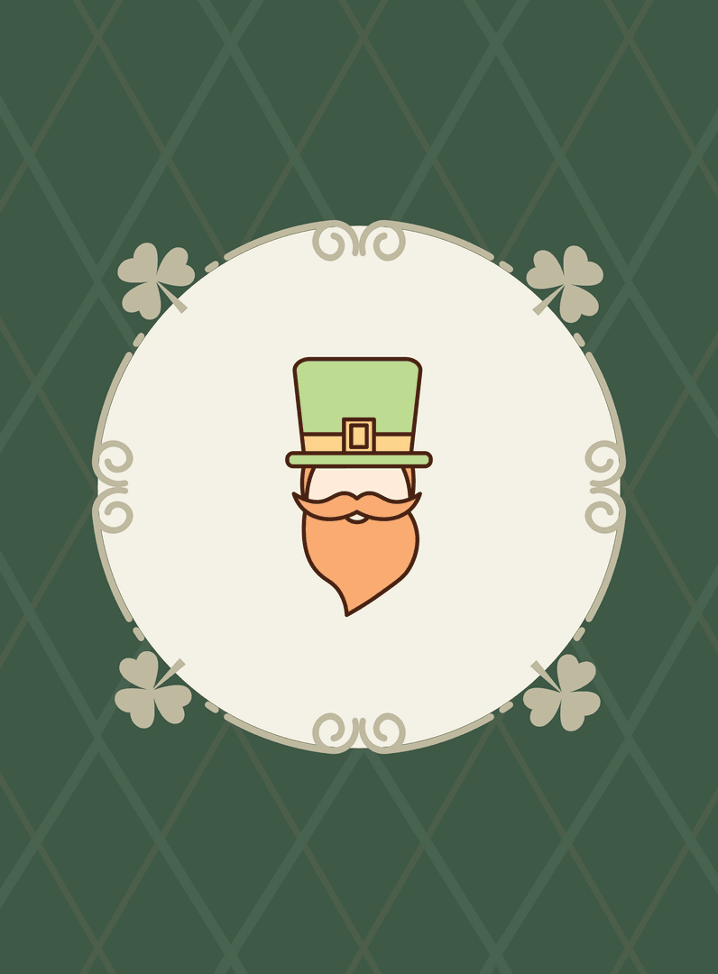 Transparent Leprechaun Illustration on Green Background for St. Patrick's Day