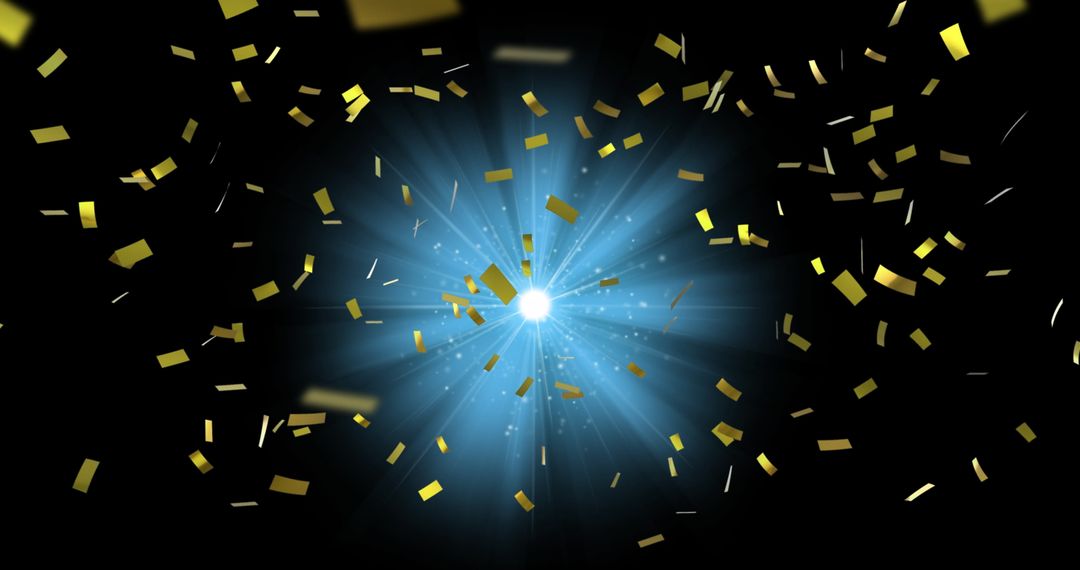 Radiant Party Celebration with Confetti on Dark Background