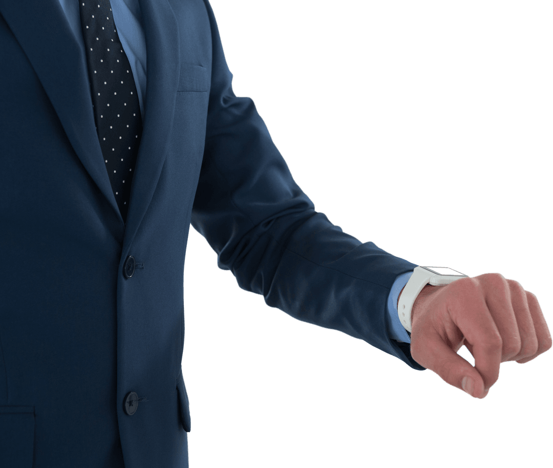 Transparent View Businessman Wearing Smart Watch Suit