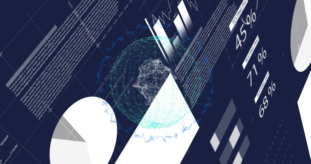 Technology-Inspired Dashboard with Wireframe Sphere and Analytics