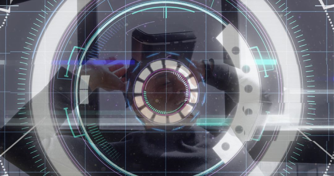 Futuristic Virtual Reality Interface with Technology Overlay