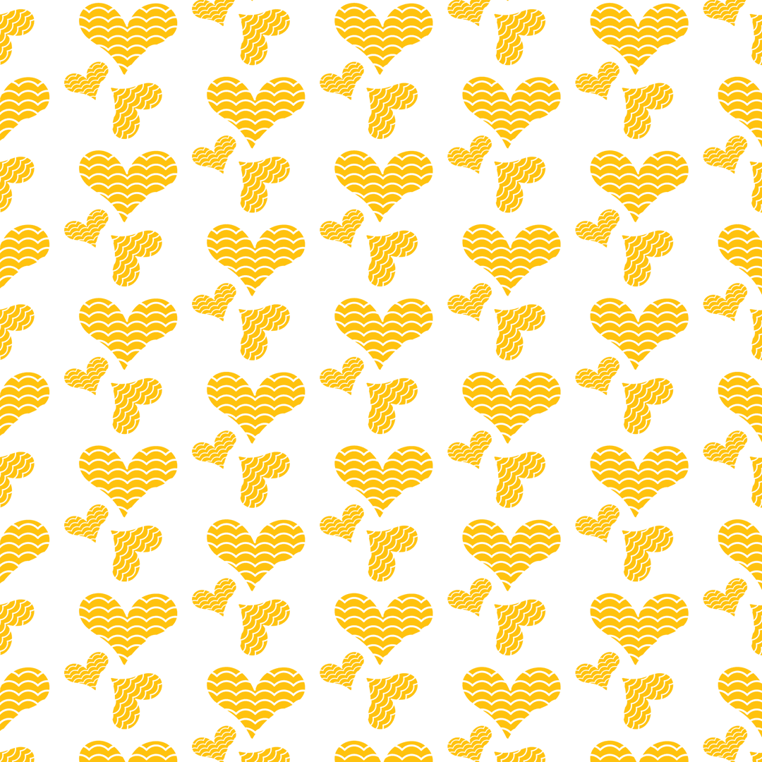 Vibrant Yellow Hearts Seamless Pattern on Transparent Background