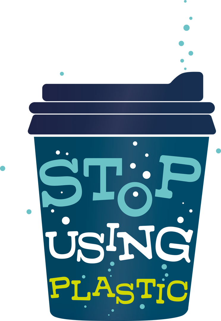 Stop Using Plastic: Blue Takeaway Cup Illustration Transparent Background - Download Free Stock Images Pikwizard.com