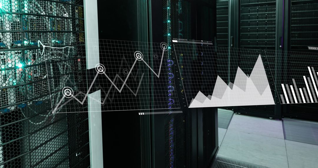 Futuristic Data Interface in Modern Computer Server Facility