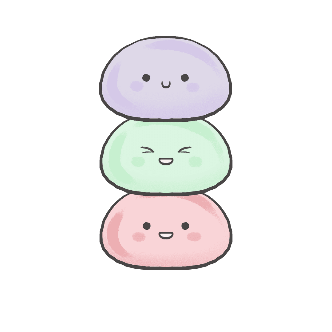 Cute Pastel Blob Characters Stacked on Transparent Background