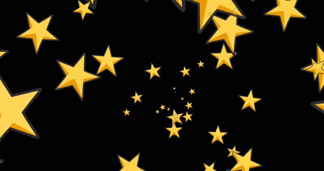 Dynamic Gold Stars on Black Background for Celebrations