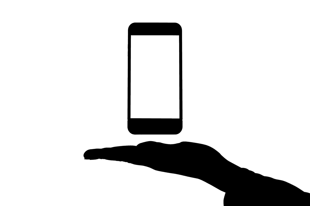 Abstract Transparent Hand Silhouette with Floating Smartphone