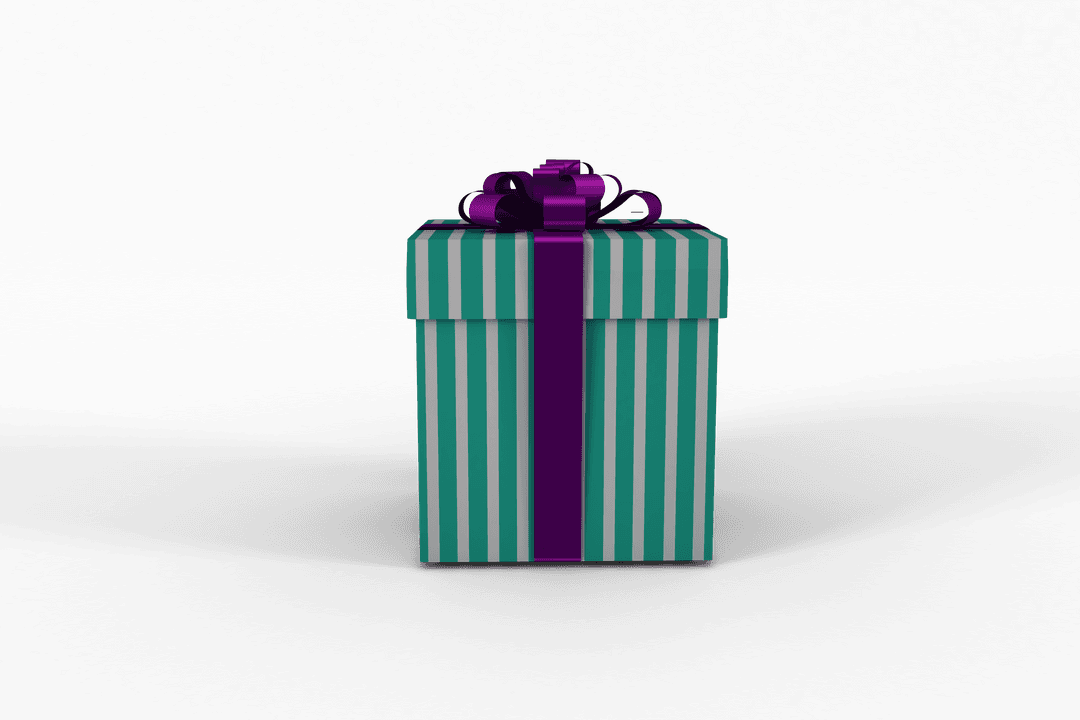 Elegant Transparent Gift Box with Purple Ribbon Appealing Borders