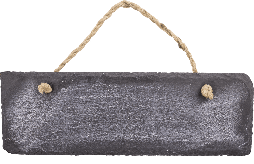 Rustic Hanging Slate Sign with Rope Transparent Background