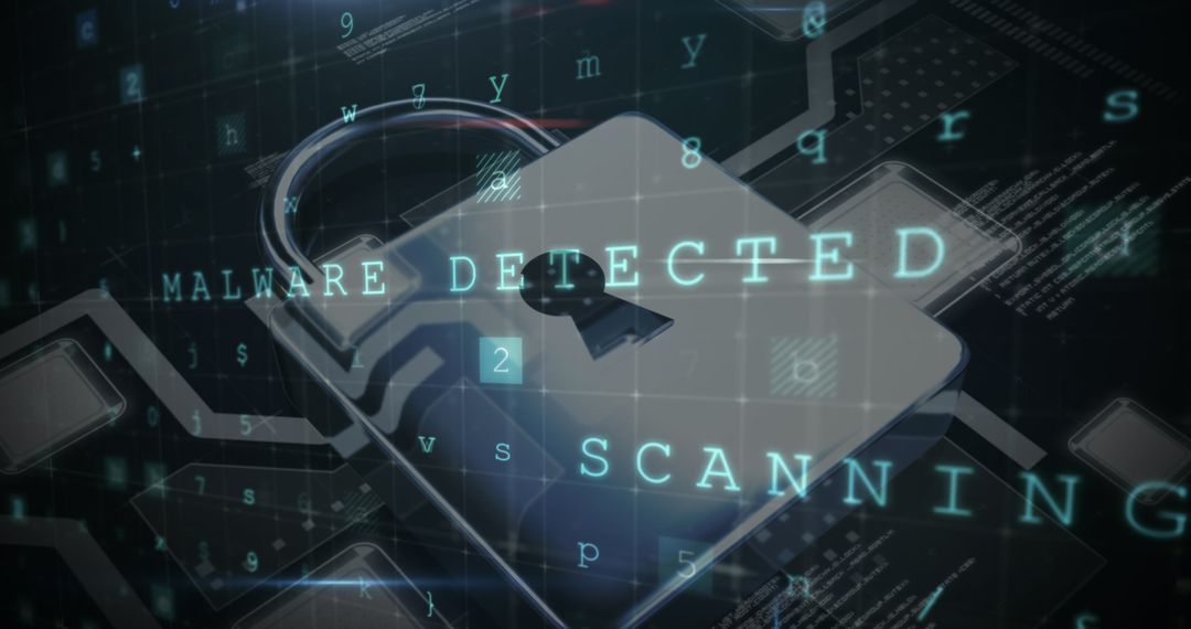 Cybersecurity Concept with Digital Lock and Scanning Data Visualization