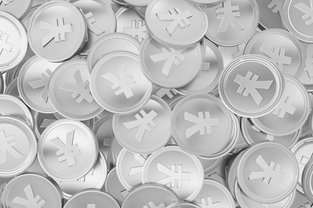 Digital Illustrated Yen Coins with Transparent Background