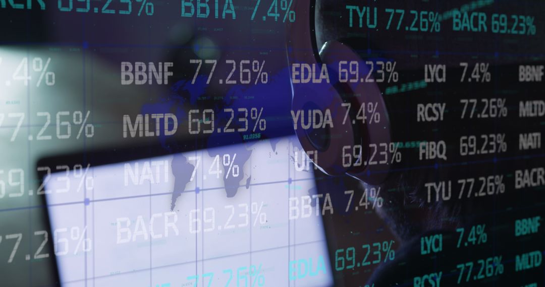 Businessman Analyzing Digital Data on Laptop Screen Display