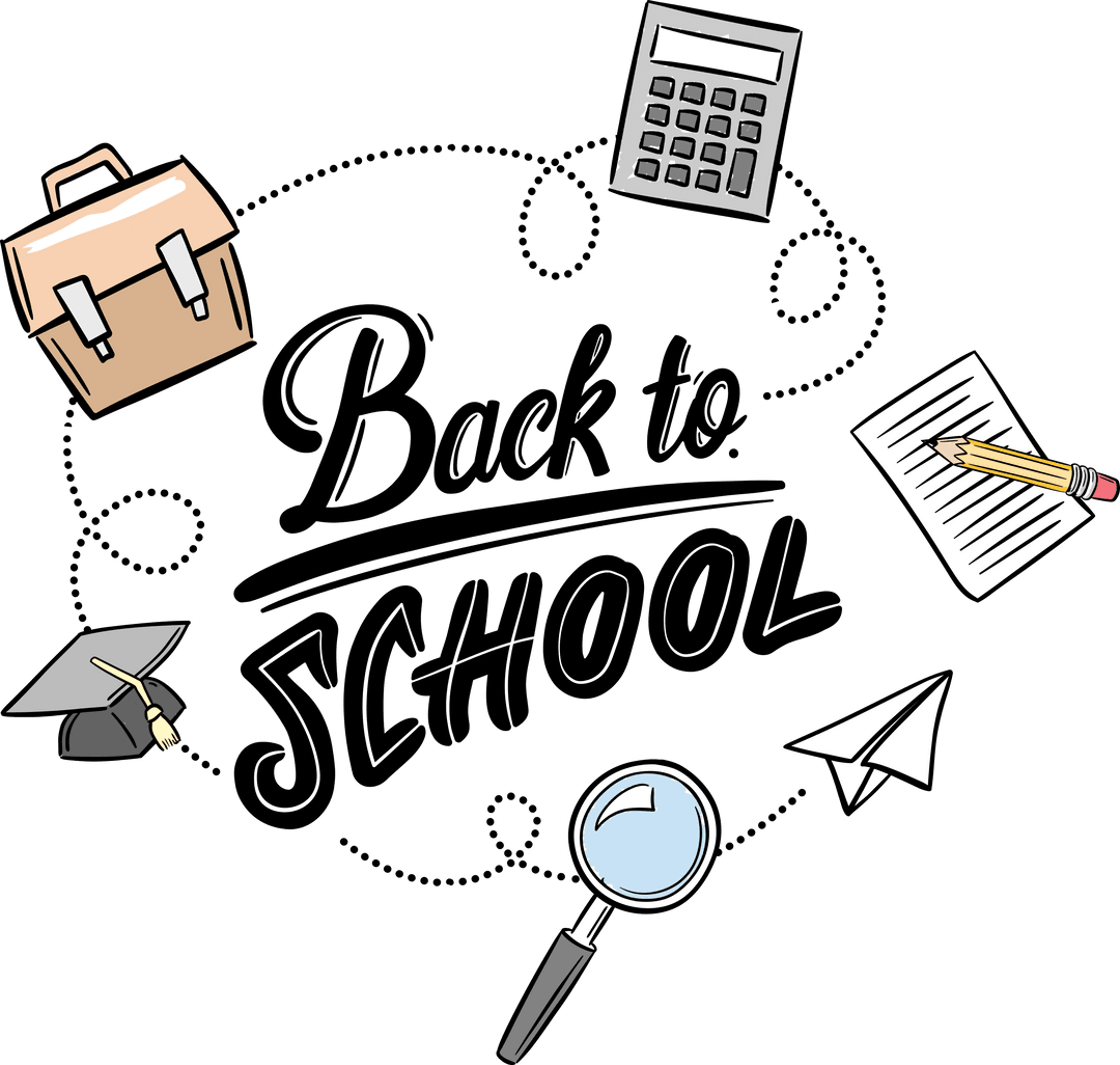 Transparent Education Icons on Back-to-School Theme