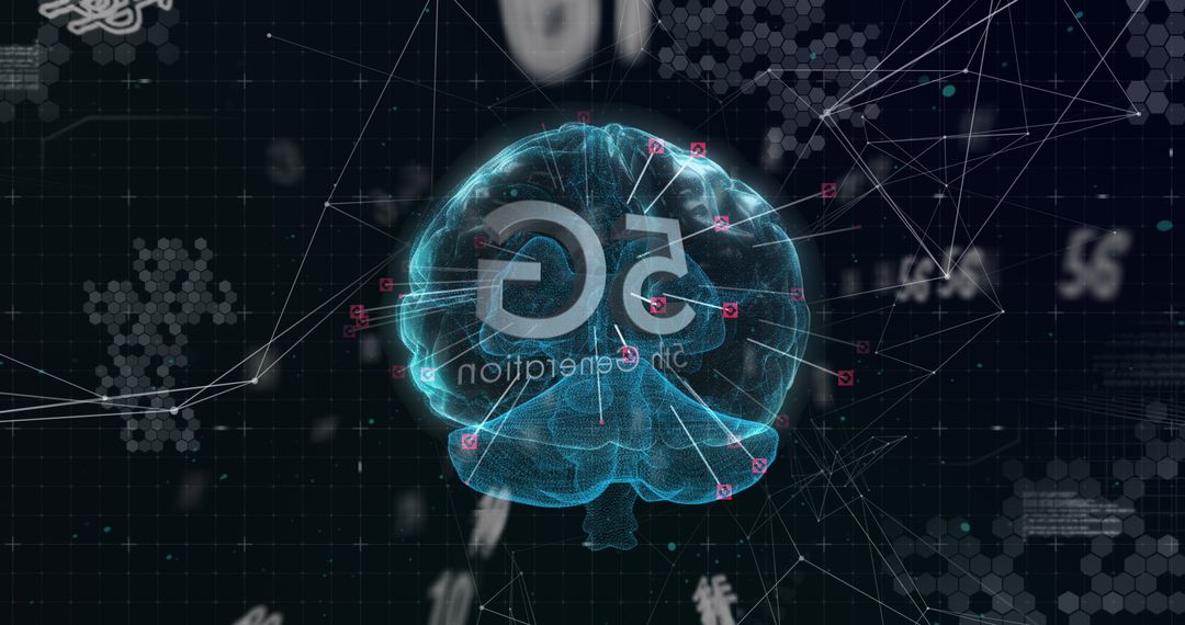 5G Technology Interfaces Concept with Glowing Brain