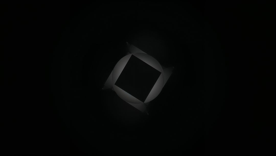 Futuristic Floating Geometric Form in Digital Void