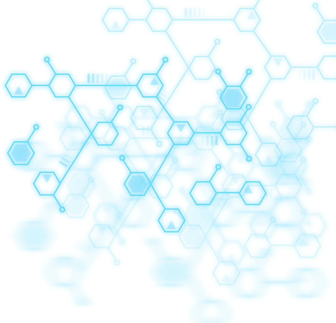 Blue Geometric Molecular Network on Transparent Background