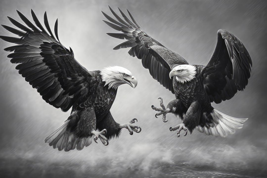 Two Bald Eagles in Aerial Duel – Black and White Photography - Free Images, Stock Photos and Pictures on Pikwizard.com