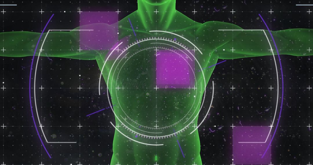 Futuristic Digital Interface Scanning Human Body