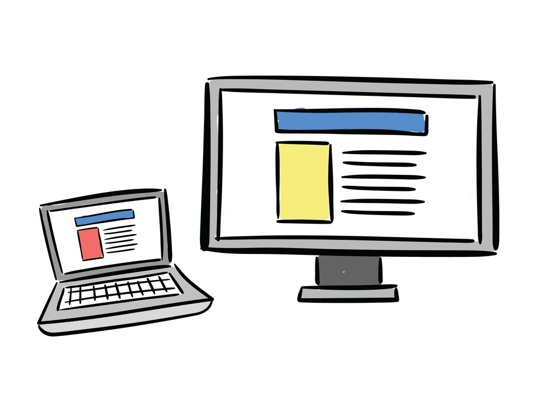 Transparent Illustrations of Laptop and Monitor