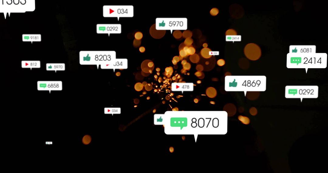 Digital Interface with Icon Overlays and Abstract Bokeh Lights