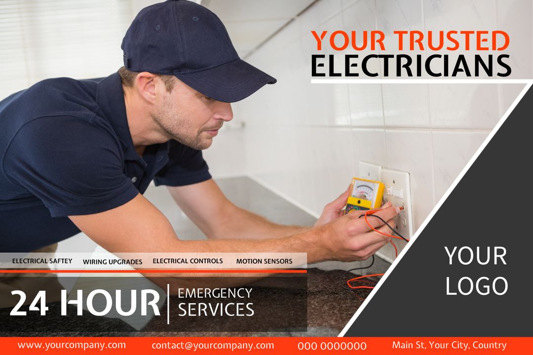 Professional Electrician Testing Outlet for Emergency Services