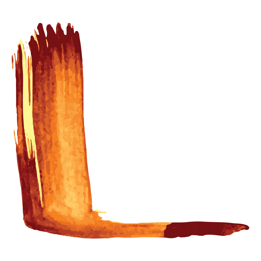 Abstract Brushstroke in Bold Orange on Transparent Background