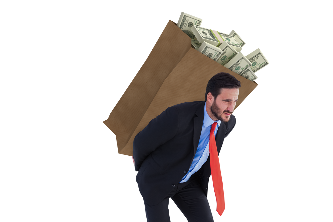 Transparent Background Businessman Carrying Bag of Dollar Money - Download Free Stock Images Pikwizard.com