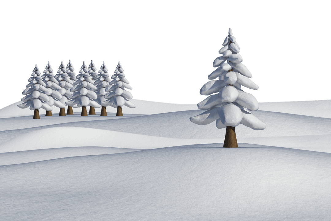 Idyllic Winter Landscape with Transparent Snowy Trees