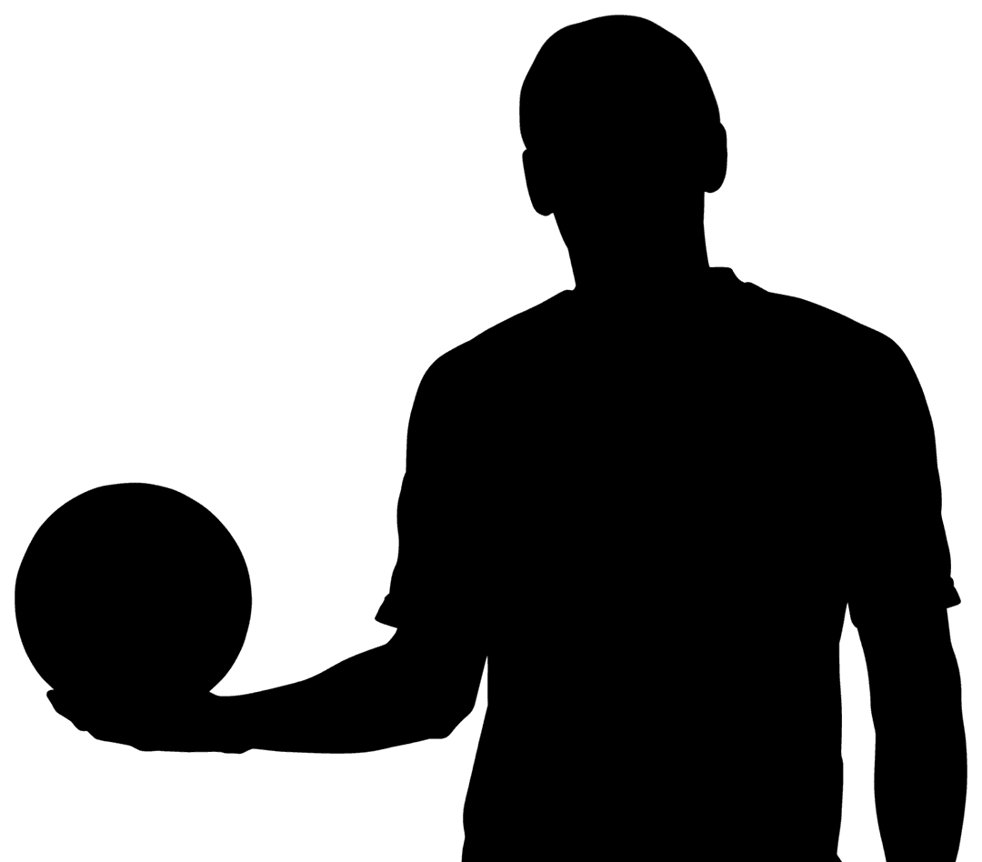 Silhouette of Football Player Jumping with Ball on Transparent Background