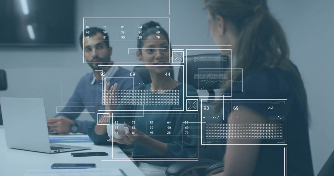 Diverse Team Analyzing Digital Data in Modern Office Setting