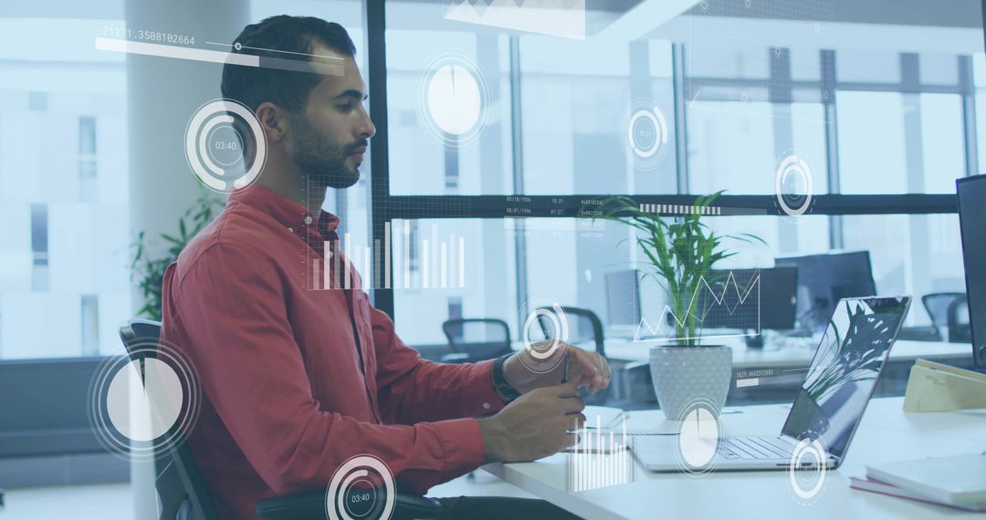 Modern Workflow: Business Professional in Futuristic Office