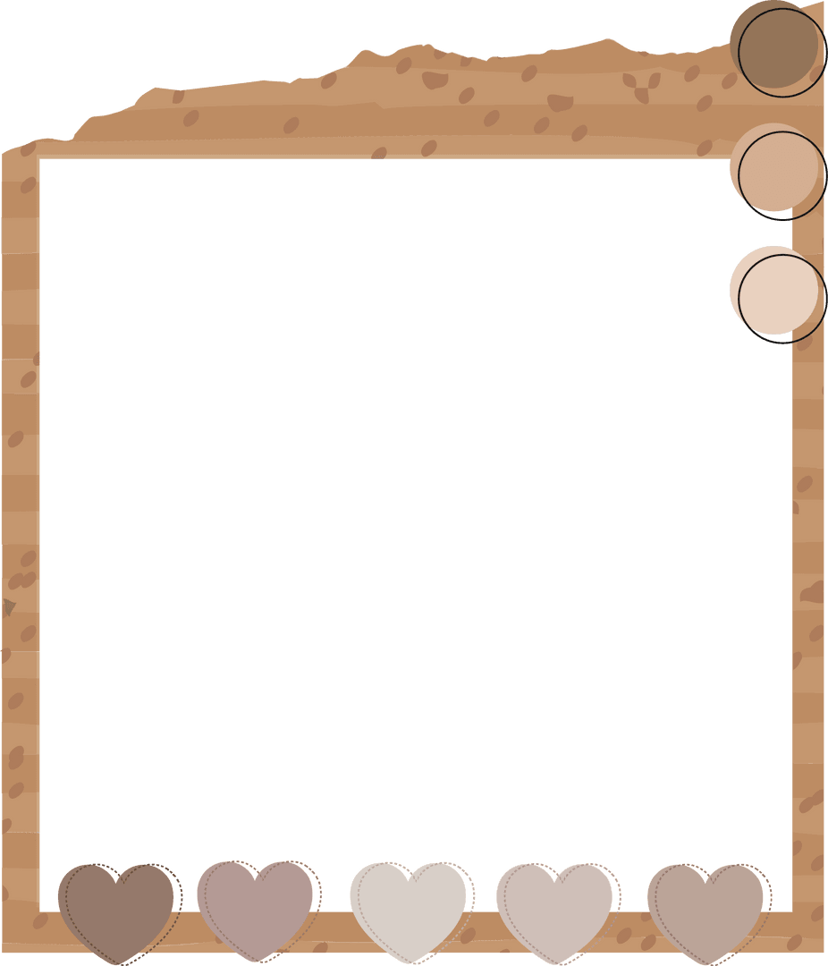 Rustic Heart-Embossed Wooden Frame with Transparent Background