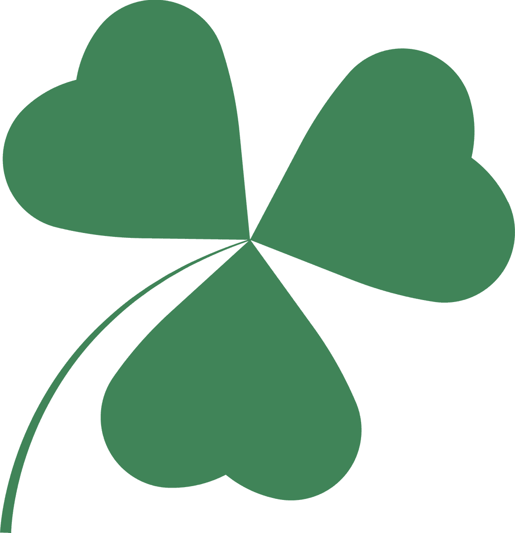 Flat Botanical Shamrock Icon with Transparent Background